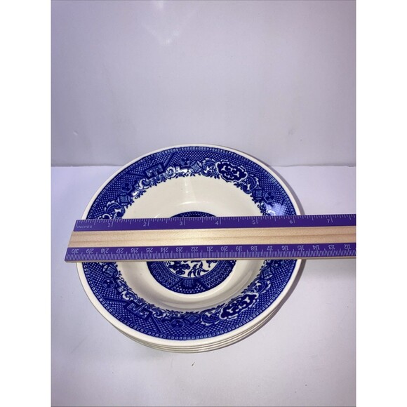 4 Willow Ware 6.25” Royal China Bowls Blue And White Vintage Salad Cereal Soup - Picture 4 of 4